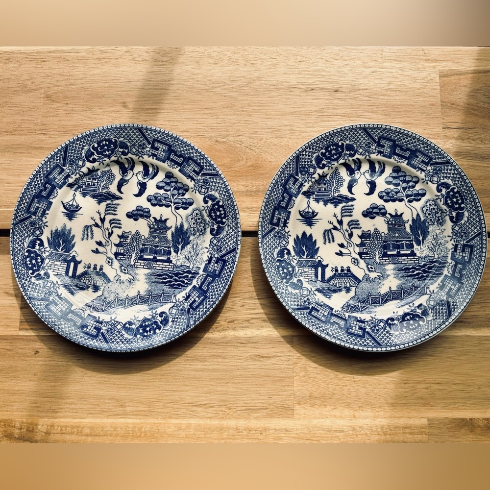 Vintage Blue Willow Dessert Plates marked with Japan (set of 2)